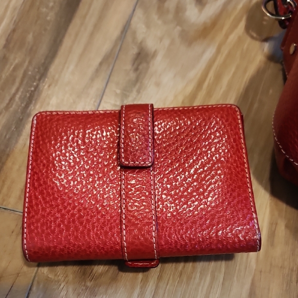 kate spade Red Pebbled Leather Bag with Matching Wallet Set - Picture 5 of 7